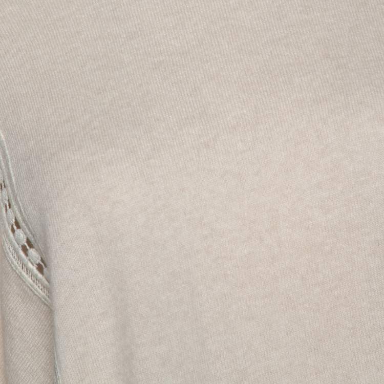 Pre Owned Chloé Beige Cashmere Wool Guipure Detailed Oversized Sweater S
