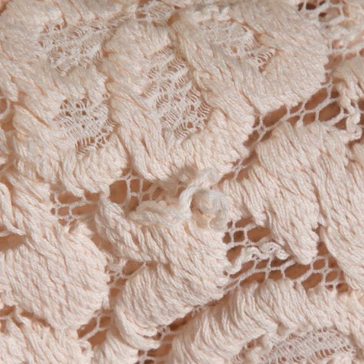 Pre Owned Chloé Peach Cashmere Wool Guipure Lace Detail Open Cardigan M