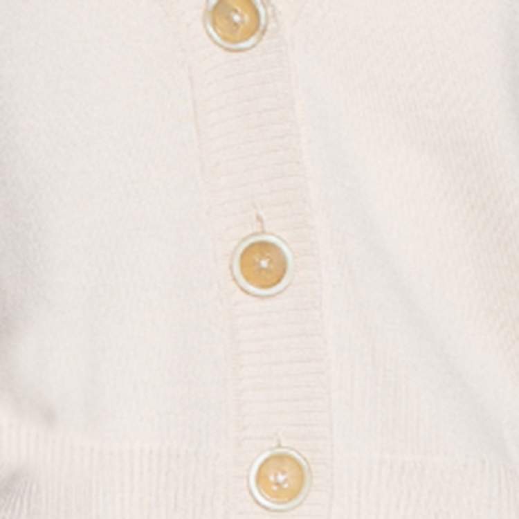 Pre Owned Chloé Pristine Cream Wool Lace Detail Button Front Cardigan L