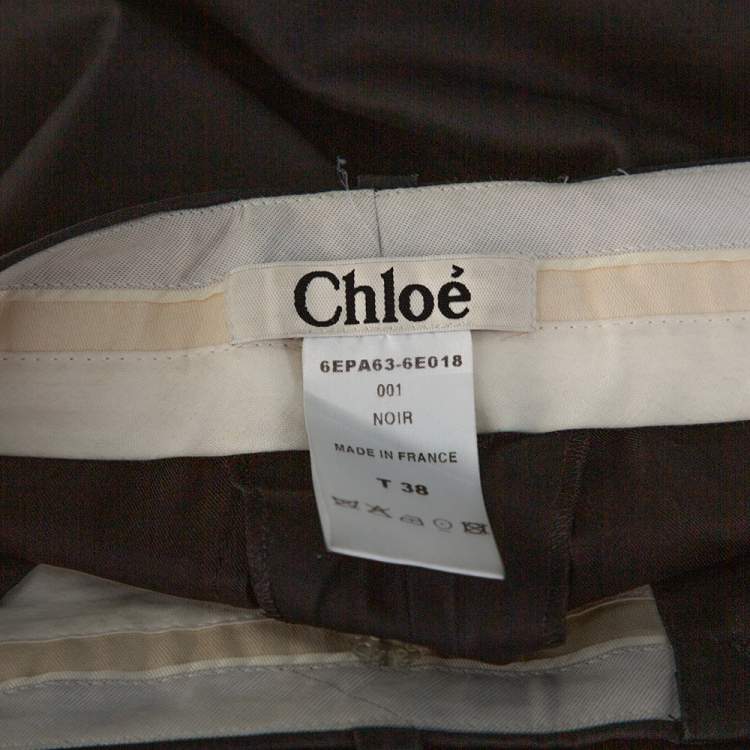 Pre Owned Chloe Black Silk & Wool Tailored Trousers M
