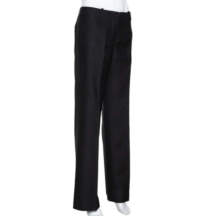 Pre Owned Chloe Black Silk & Wool Tailored Trousers M