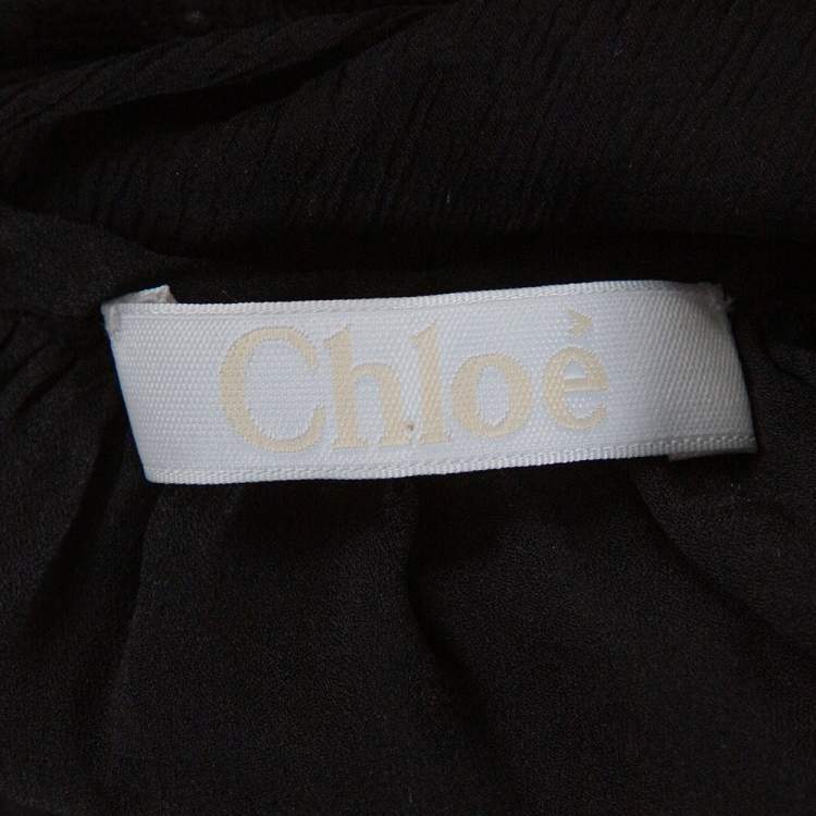 Pre Owned Chloe Black Silk Embellished Sheer Back Sleeveless Gown M