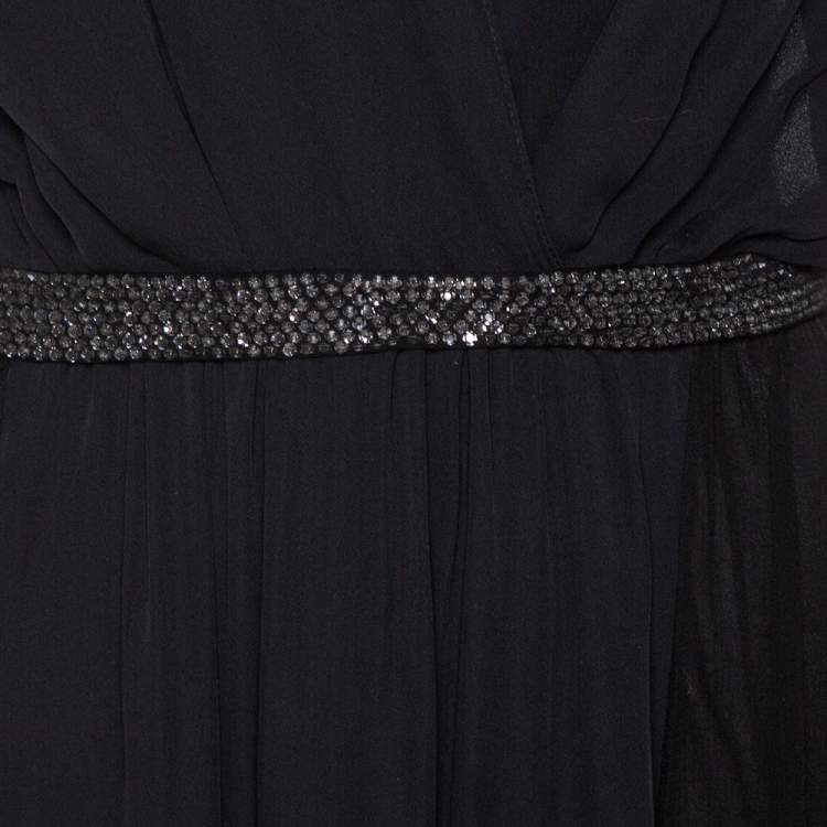 Pre Owned Chloe Black Silk Embellished Sheer Back Sleeveless Gown M