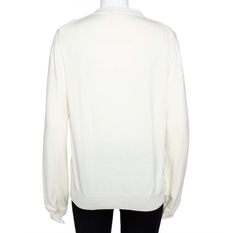 Pre Owned Chloe Cream Knit Embroidered Cardigan XL