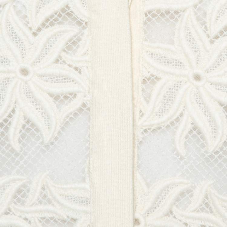 Pre Owned Chloe Cream Knit Embroidered Cardigan XL