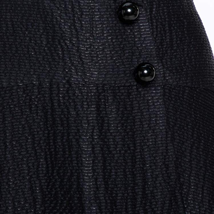 Pre Owned Chloe Black Lurex Seersucker Silk Ruffle Detail Skirt M