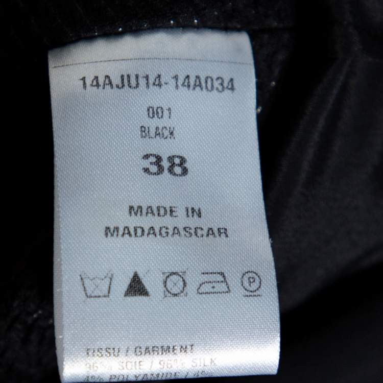 Pre Owned Chloe Black Lurex Seersucker Silk Ruffle Detail Skirt M