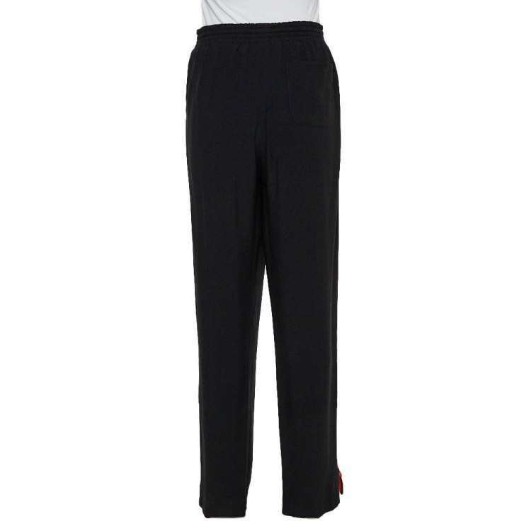 Pre Owned Chloe Black Crepe Rainbow Stripe Detail Trousers L