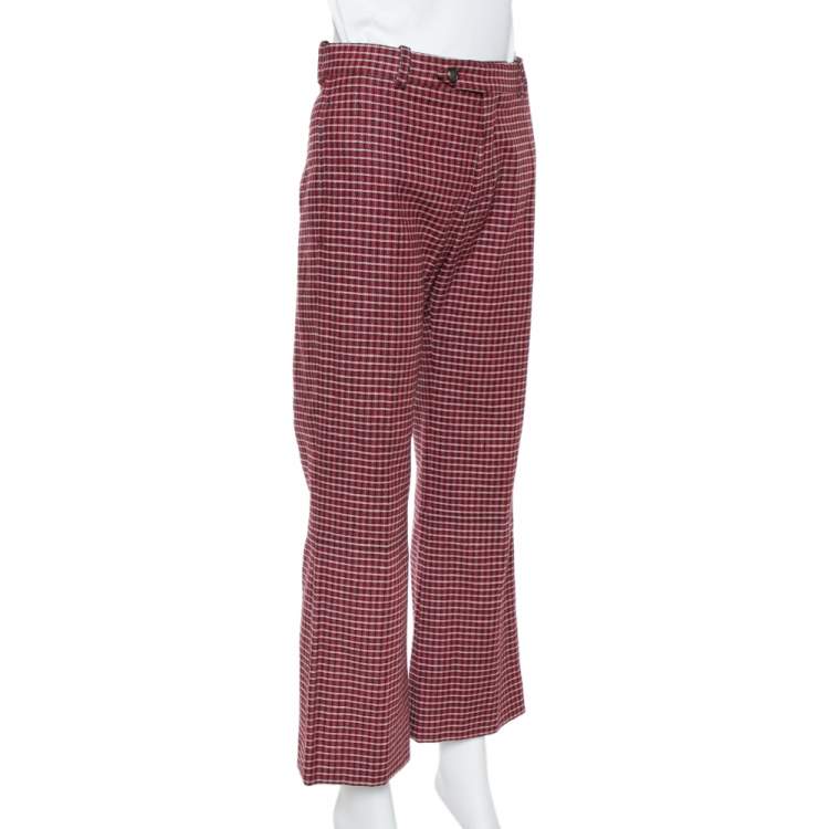 Checked sales flared trousers