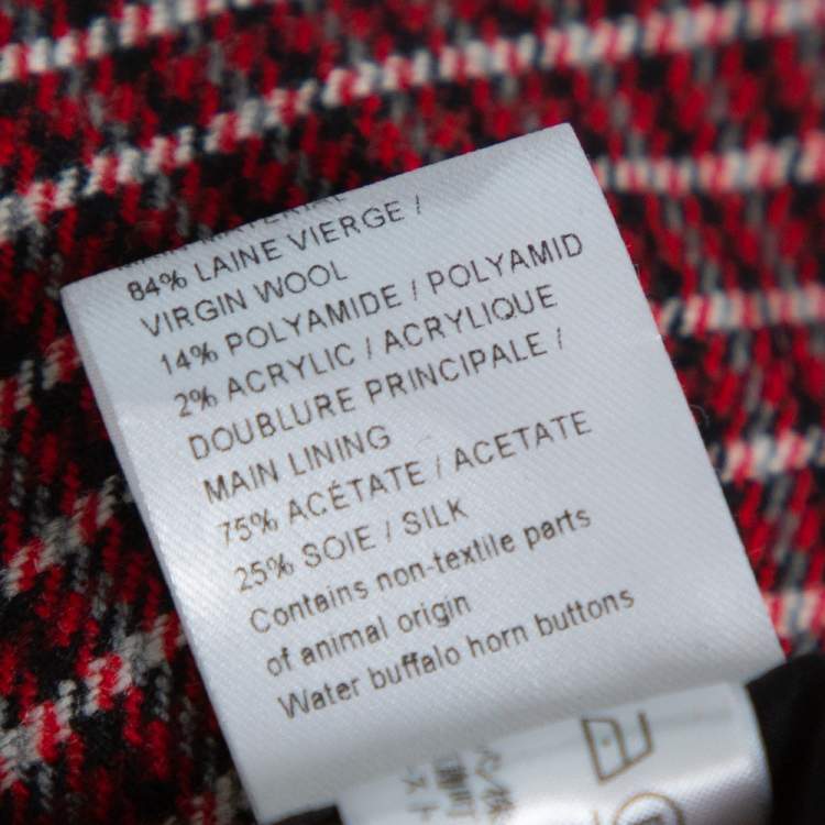 Pre Owned Chloe Red & Black Checked Wool Flared Trousers M