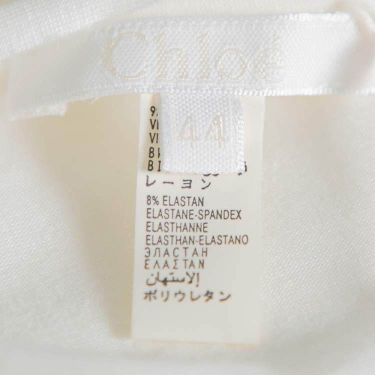 Pre Owned Chloe Cream Knit Logo Printed Tunic L