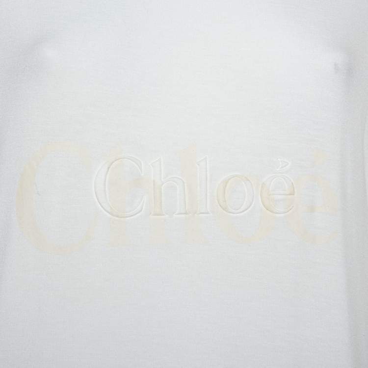 Pre Owned Chloe Cream Knit Logo Printed Tunic L