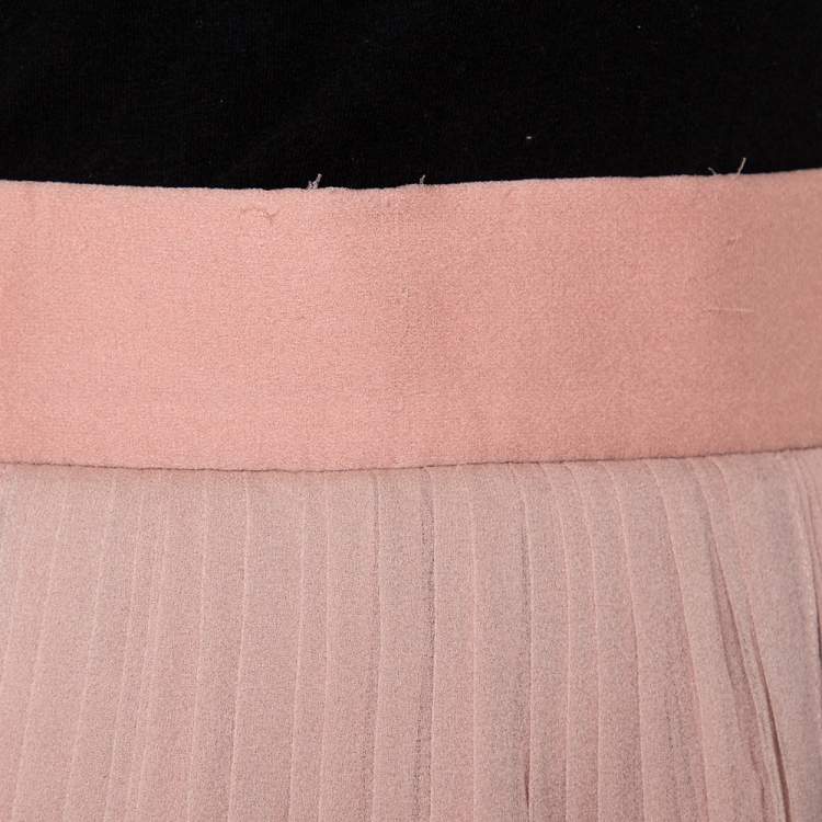 Pre Owned Chloe Pink Silk Chiffon Pleated Midi Skirt S