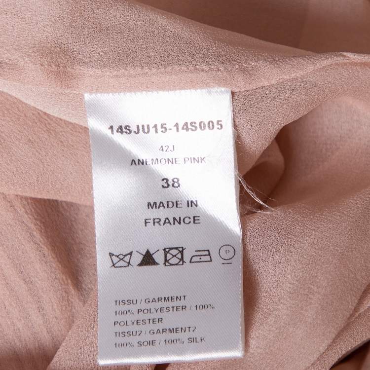 Pre Owned Chloe Pink Silk Chiffon Pleated Midi Skirt S