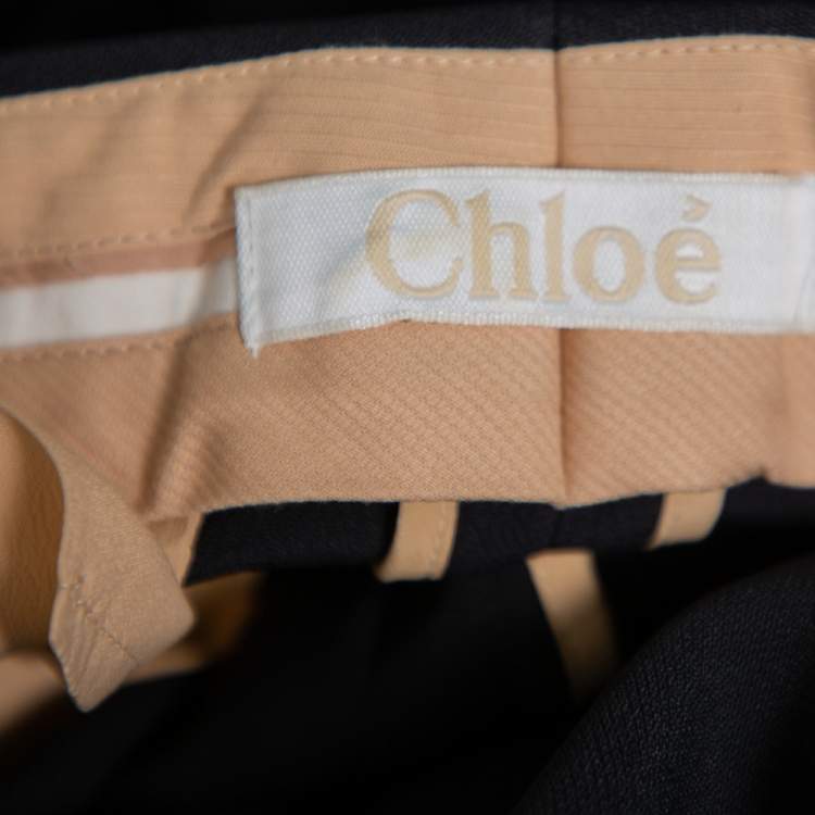 Pre Owned Chloe Black Crepe High Low Hem Tapered Trousers M