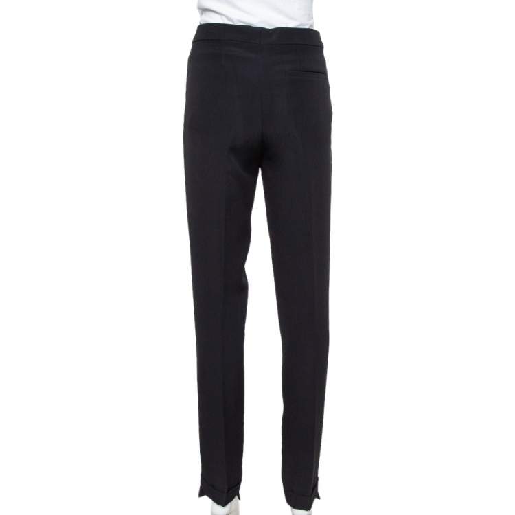 Pre Owned Chloe Black Crepe High Low Hem Tapered Trousers M
