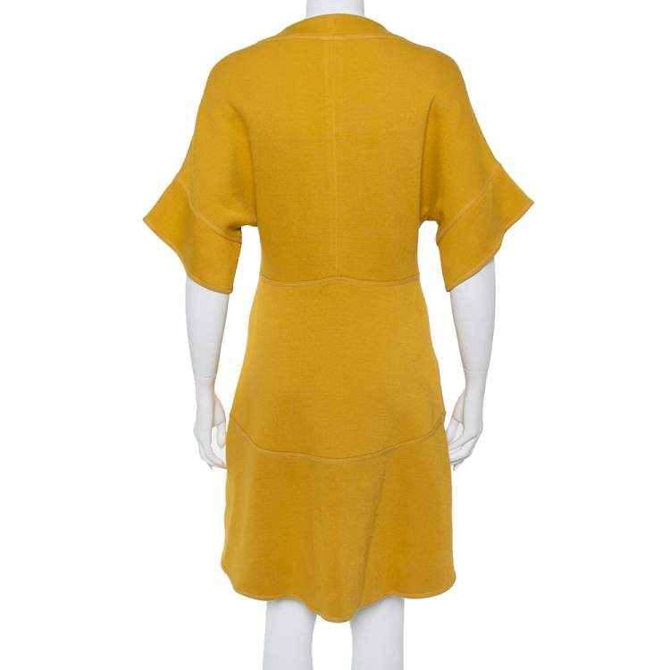 Pre Owned Chloe Mustard Yellow Knit Asymmetrical Hem Mini Dress S