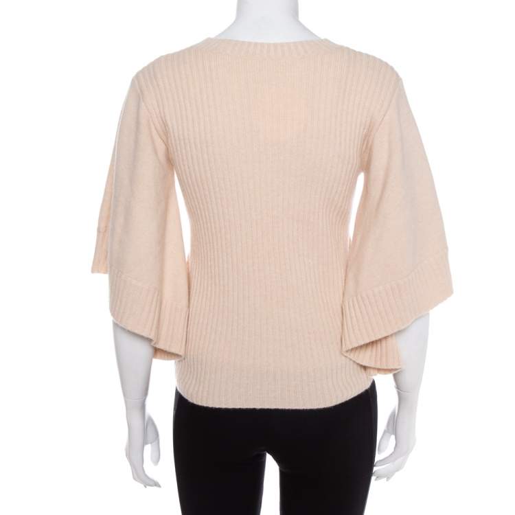 Pre Owned Chloé Pale Pink Cashmere Wide Sleeve Sweater XS