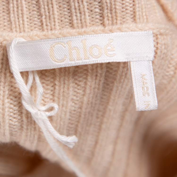 Pre Owned Chloé Pale Pink Cashmere Wide Sleeve Sweater XS