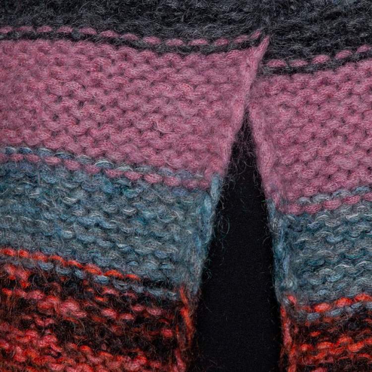 Pre Owned Chloe Multicolor Wool & Mohair Bell Sleeve Open Front Cardigan XS