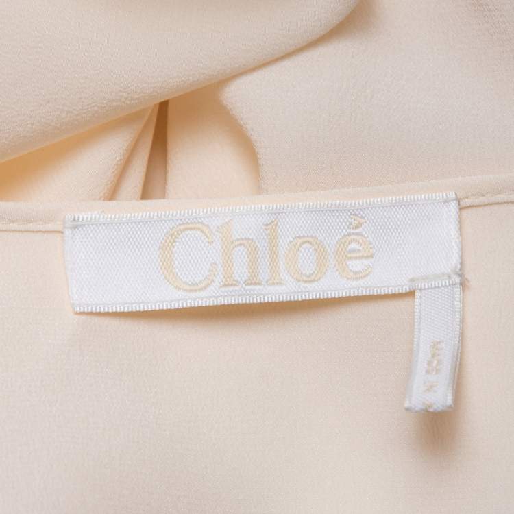 Pre Owned Chloe Cream Silk Ruffled Button Front Top L