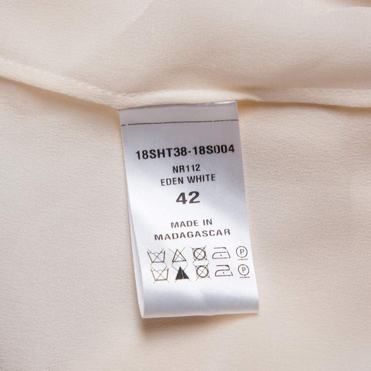 Pre Owned Chloe Cream Silk Ruffled Button Front Top L