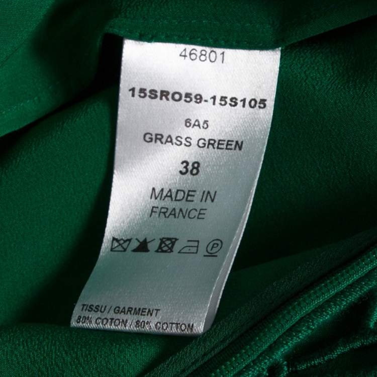 Pre Owned Chloé Green Guipure Lace Asymmetric Hem Midi Dress M