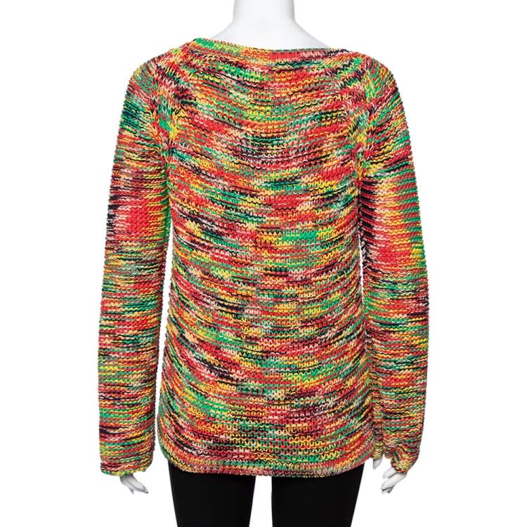 Pre Owned Chloe Multicolor Knit Waist Tie Detail Pullover S