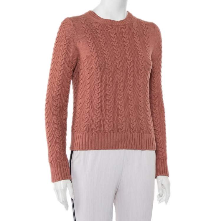 Pre Owned Chloe Marron Rouge Cotton Cable Knit Sweater XS