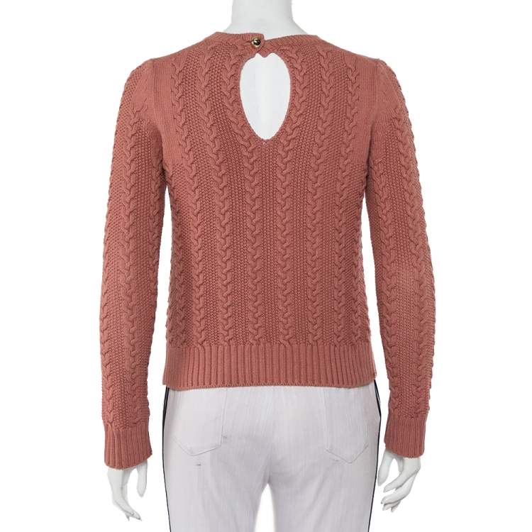 Pre Owned Chloe Marron Rouge Cotton Cable Knit Sweater XS