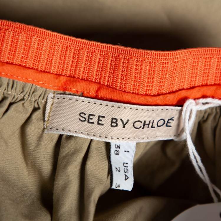 Pre Owned See by Chloe Two Tone Cotton Contrast Waist Flared Waist S