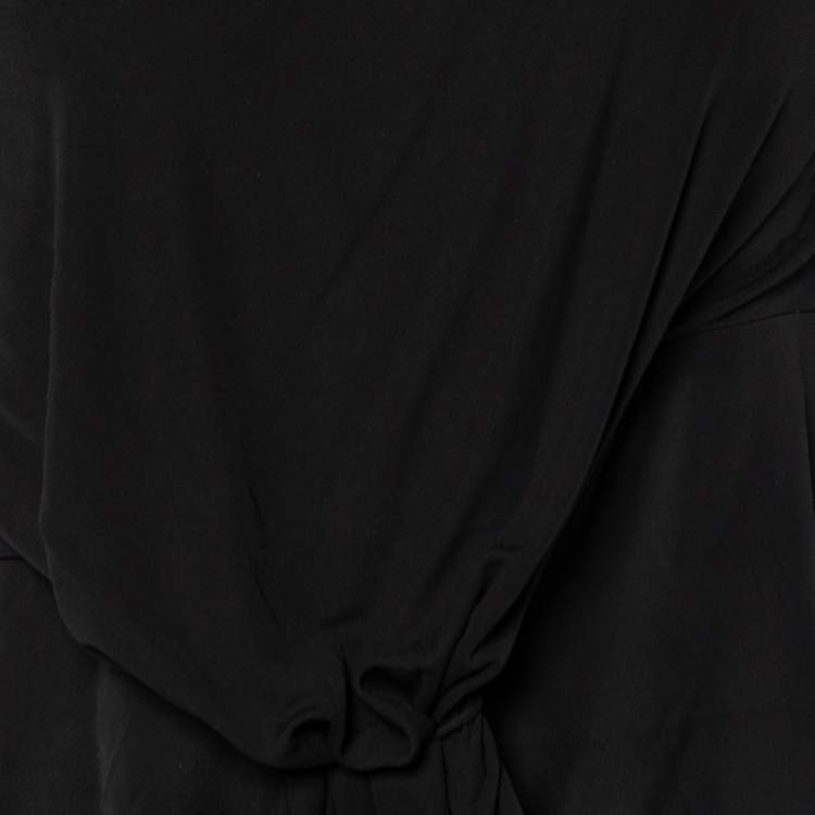 مملوكة مسبقًا Chloe Black Georgette Cape Sleeve Draped Tie Detail Top L