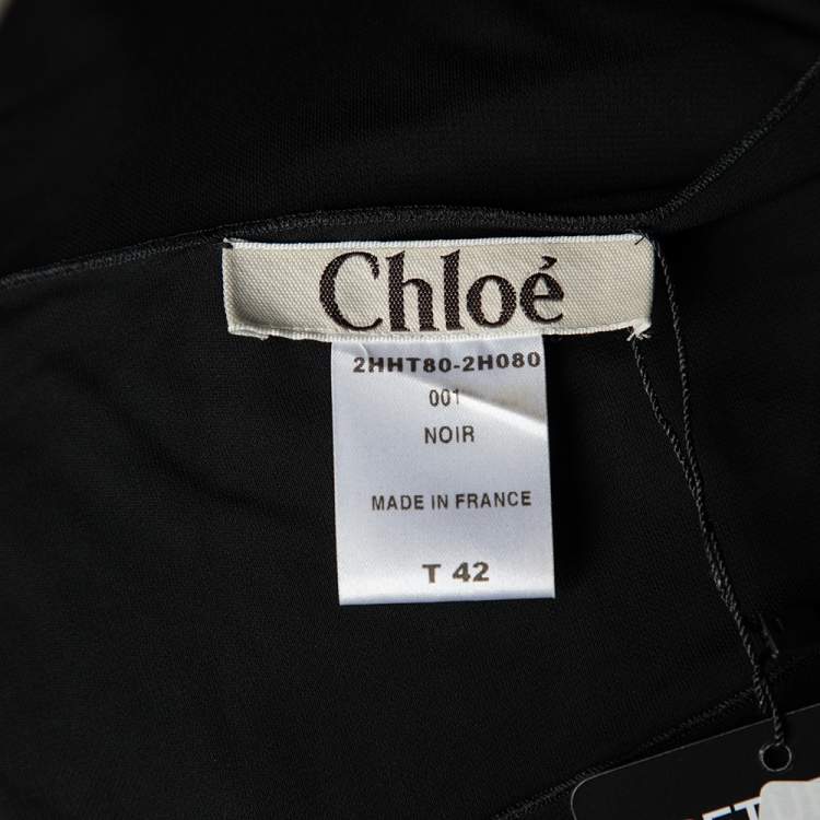 مملوكة مسبقًا Chloe Black Georgette Cape Sleeve Draped Tie Detail Top L