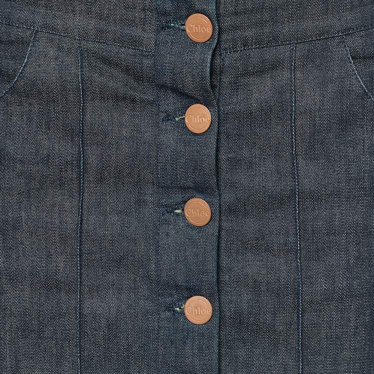 مملوكة مسبقًا Chloe Black Denim Button Front Mini Skirt M