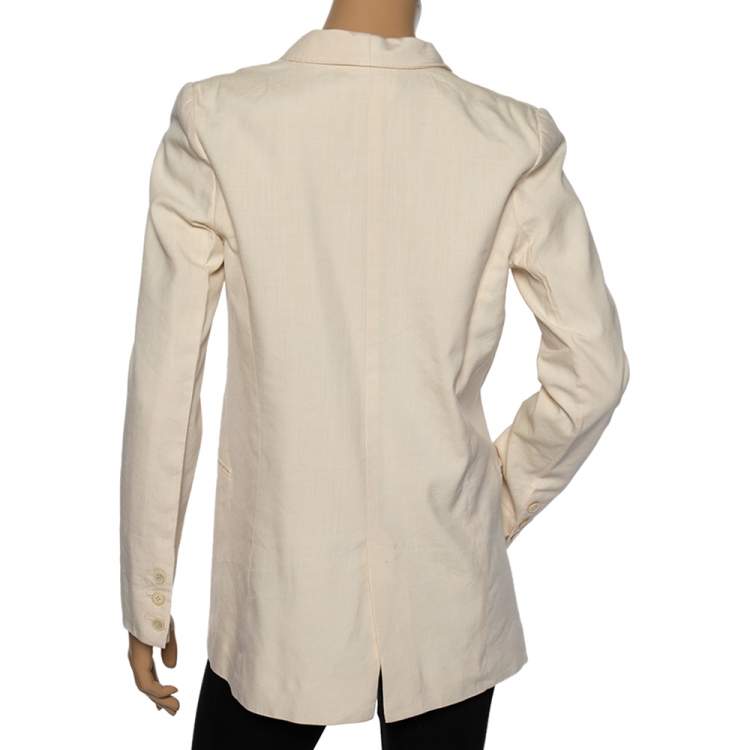 Pre Owned Chloe Cream Silk Pocketed Single Breasted Blazer M