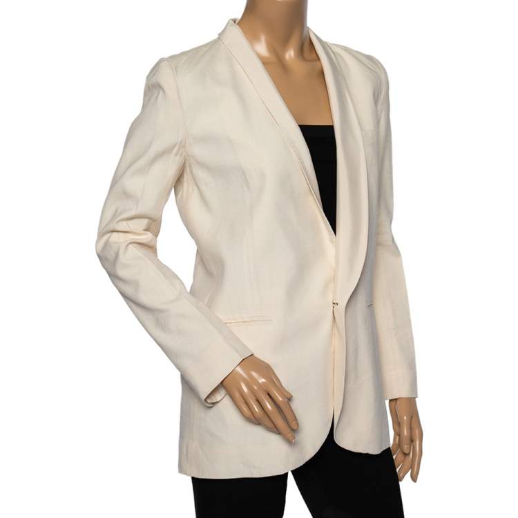 Pre Owned Chloe Cream Silk Pocketed Single Breasted Blazer M