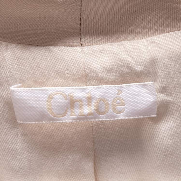 Pre Owned Chloe Cream Silk Pocketed Single Breasted Blazer M