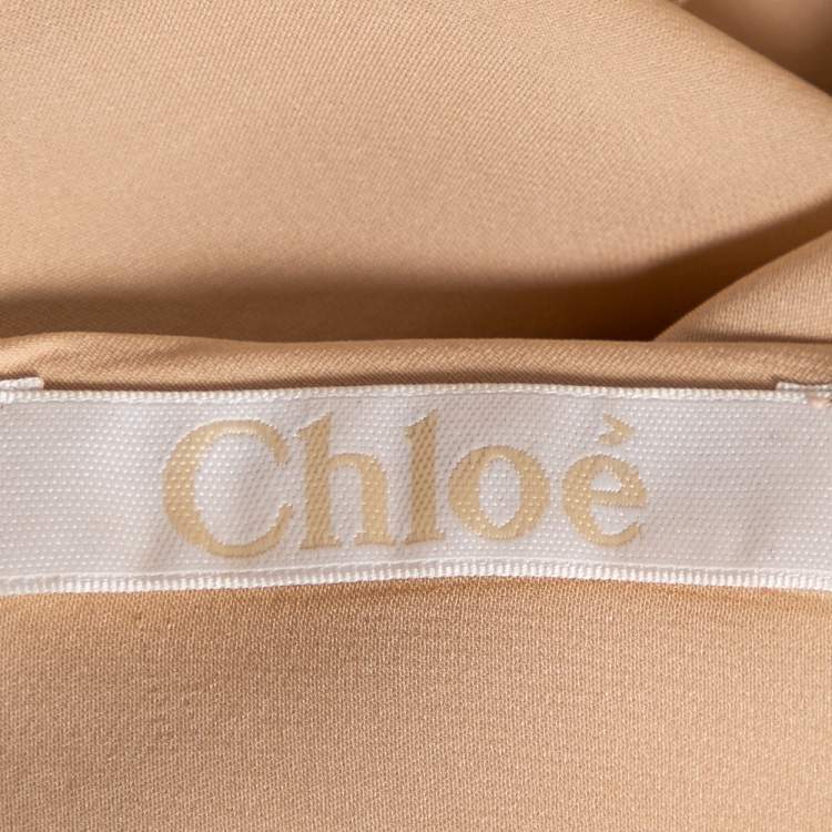 Pre Owned Chloe Peach Silk Pocket Detailed Button Front Oversized Blouse M