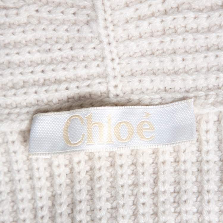 Pre Owned Chloe Chalk Cashmere Knit Buttoned Detailed Poncho XS/S