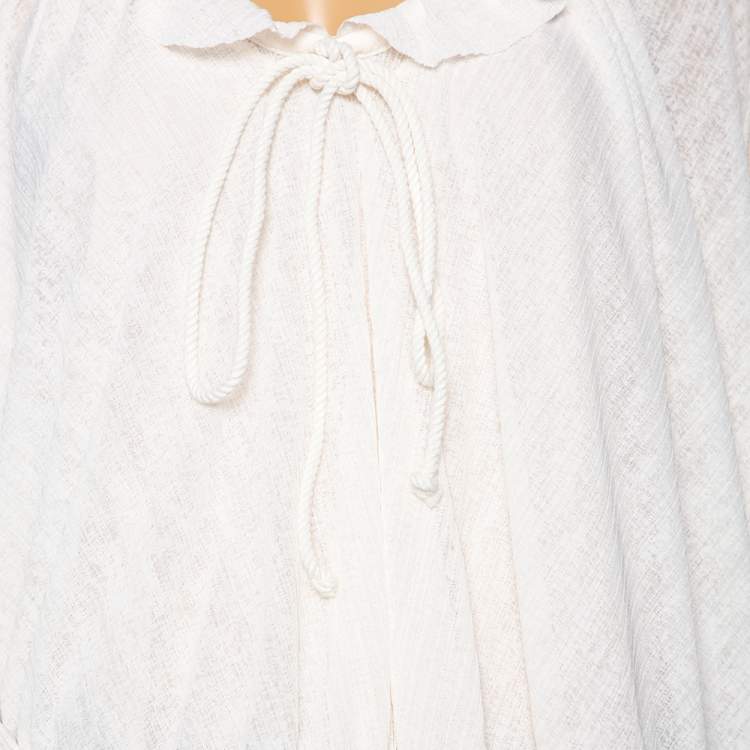 Pre Owned Chloe Cream Knit Ruffled Detail Long Sleeve Oversized Blouse M