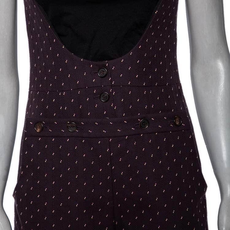 Pre Owned Chloe Purple Textured Cotton Buttoned Sleeveless Jumpsuit S