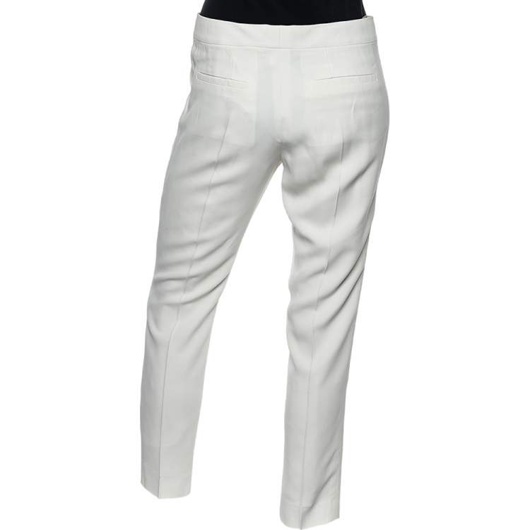 Pre Owned Chloe Off-White Crepe Formal Pants S