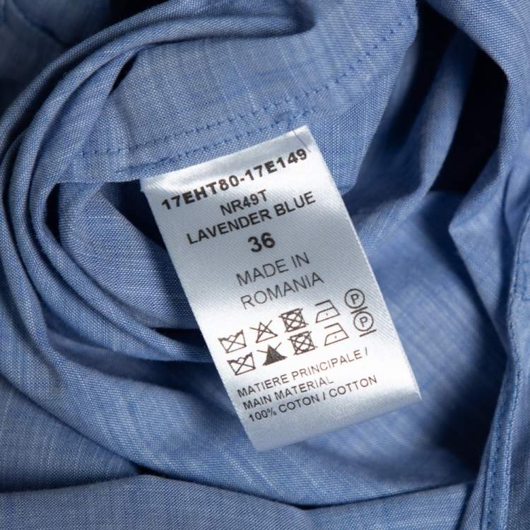 مملوكة مسبقًا Chloe Blue Chambray Button Detailed Long Sleeve Blouse S