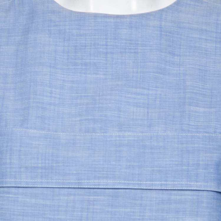 مملوكة مسبقًا Chloe Blue Chambray Button Detailed Long Sleeve Blouse S