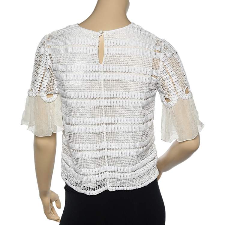 مملوكة مسبقًا Chloe White Crochet Lace Top M