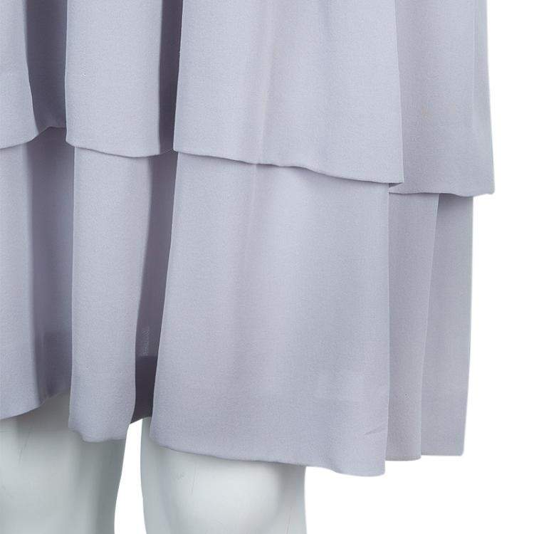 Pre Owned Chloe Grey Silk One Shoulder Tiered Dress S