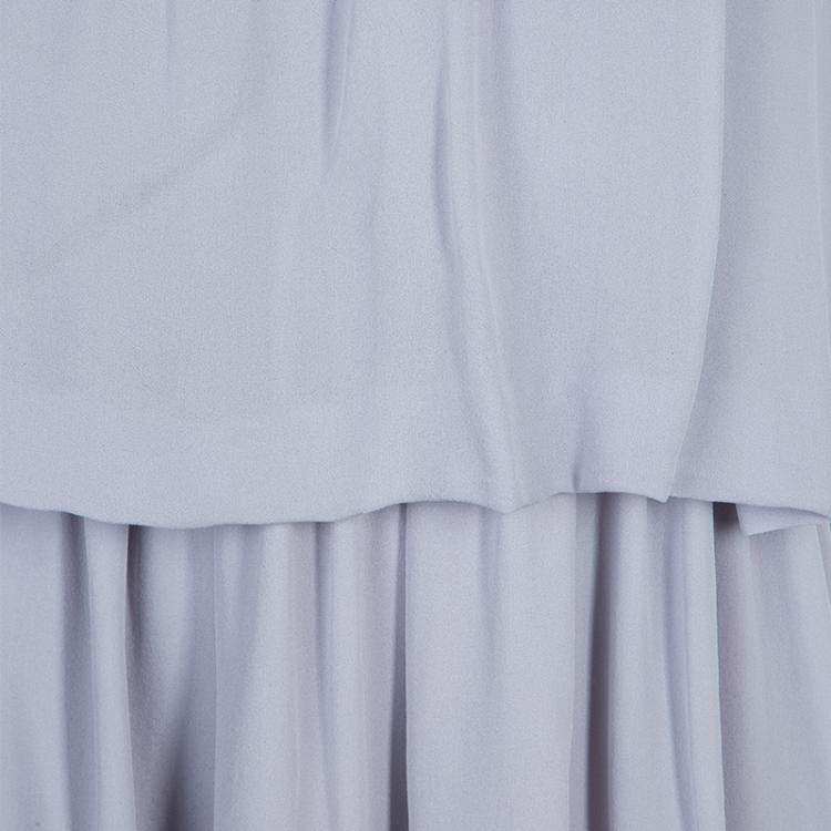 Pre Owned Chloe Grey Silk One Shoulder Tiered Dress S
