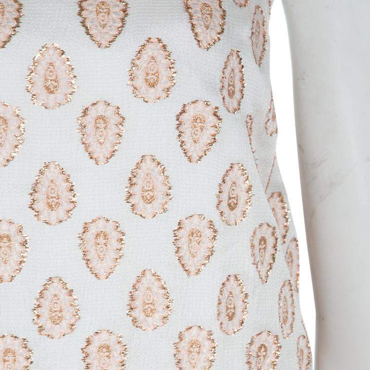 مملوكة مسبقًا Chloe White Lurex Silk Jacquard Sleeveless Top M