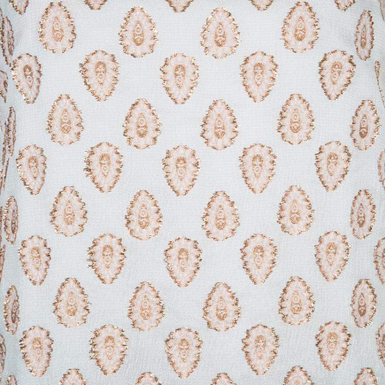 مملوكة مسبقًا Chloe White Lurex Silk Jacquard Sleeveless Top M