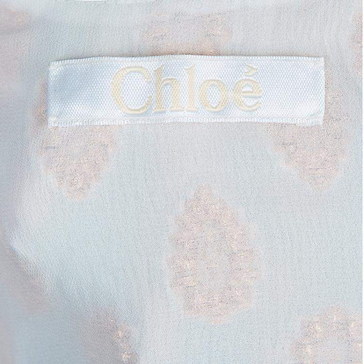 مملوكة مسبقًا Chloe White Lurex Silk Jacquard Sleeveless Top M